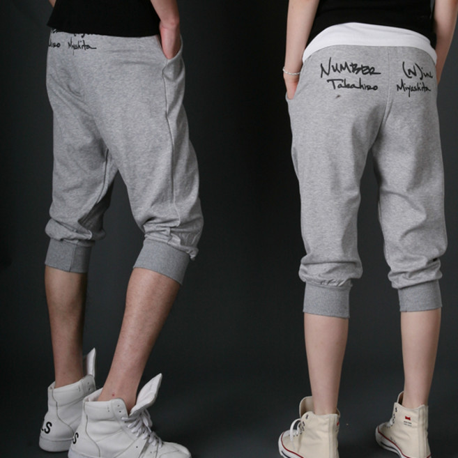 런닝맨 넘버 7부 배기 트레이닝팬츠 남녀공용 밴딩 빅사이즈 M-2XL