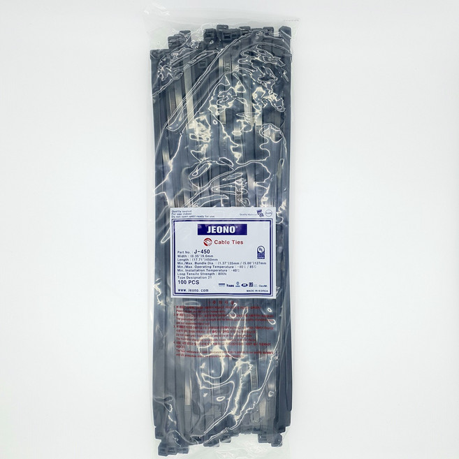 전오 케이블타이 450mm 100개 국산 내열 내한 전선정리 산업용 J-450 9x450mm, 흑색