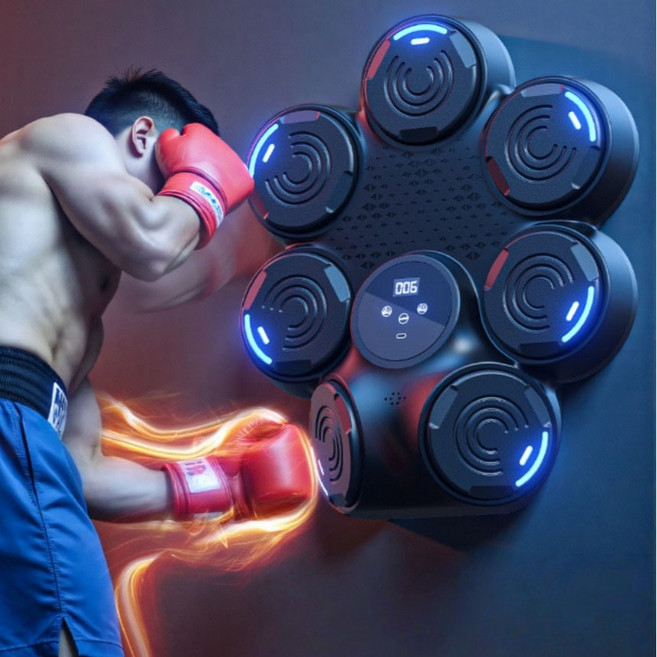 Mochae 블루투스 뮤직복싱기계 가정용 벽걸이 샌드백 스마트 디지털 디스플레이 리듬복싱 다이어트 유산소 운동, 흰색