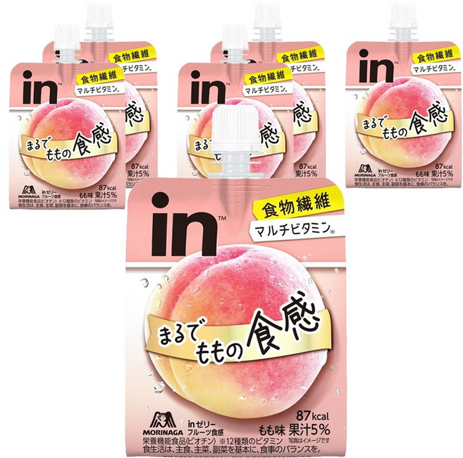 모리나가 인 젤리 식이섬유 멀티 비타민 마치 복숭아 같은 식감, 150g, 6개
