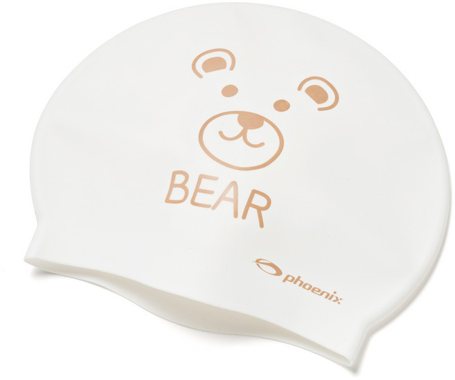 국내생산 피닉스 디자인 실리콘 어린이 아동용 수영모 동물친구들 생존수영템, White Bear