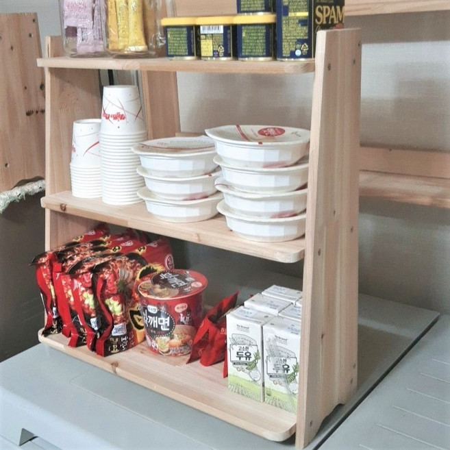 은호공예 원목 삼나무 3단 수납선반 원목선반 100%수제품 다용도 정리 선반, 네추럴