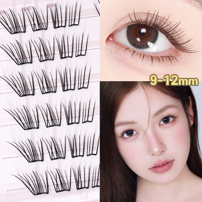 Binmei 초경량 노글루 속눈썹 데일리 얇은 자연스러운 속눈썹 풀없이 붙이는 속눈썹 재사용가능, 1개, 폭시