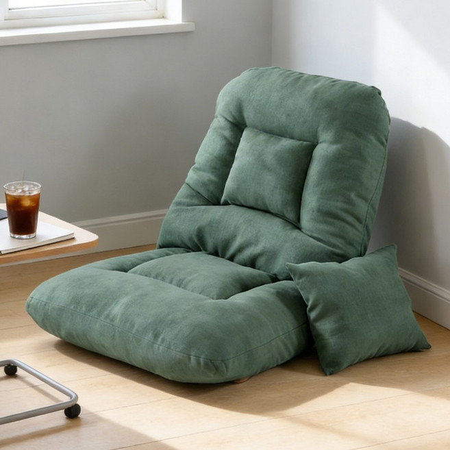 쿠리브 홈용 좌식 소파 등받이 리클라이너 휴식용 접이식 좌식의자, 1개, 그린