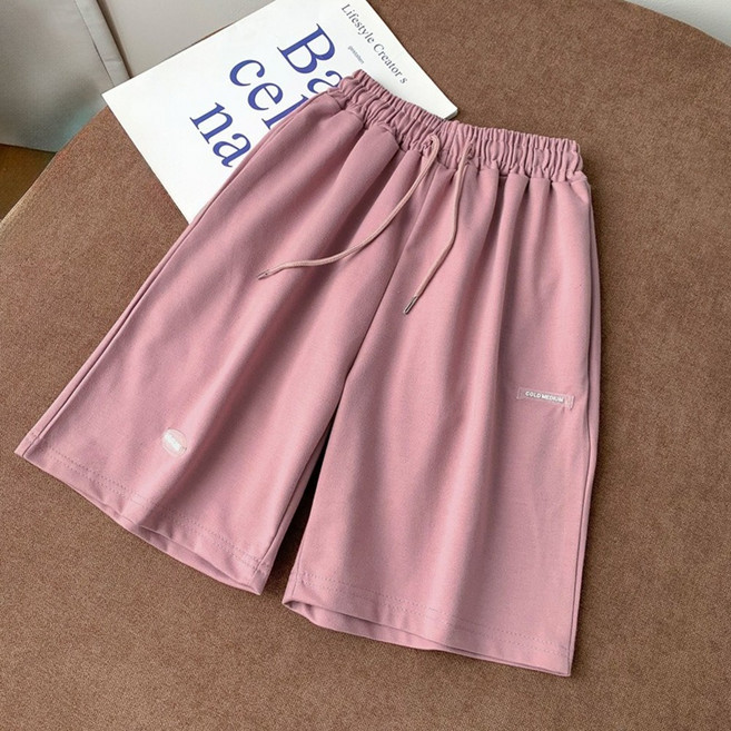 Helena棉質運動五分褲 大尺碼學生 居家 睡褲 寬鬆顯瘦抽繩百搭闊腿褲 女褲