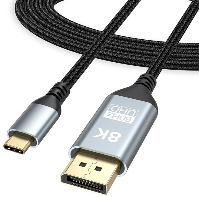 DoroJepi USB C to 디스플레이 포트 1.4 케이블 1.8m(6피트) 8K@60Hz 4K@240Hz USBC 타입 단방향 DP 썬더볼트 5/4/3 맥북 프로/에