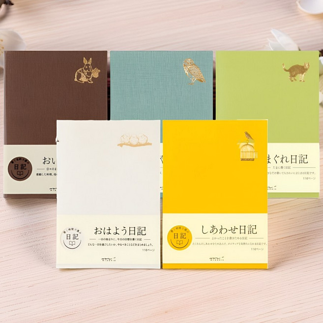 일본 미도리 디자인필 일일 일기 목표 플랜 다이어리 5종세트 21x15cm