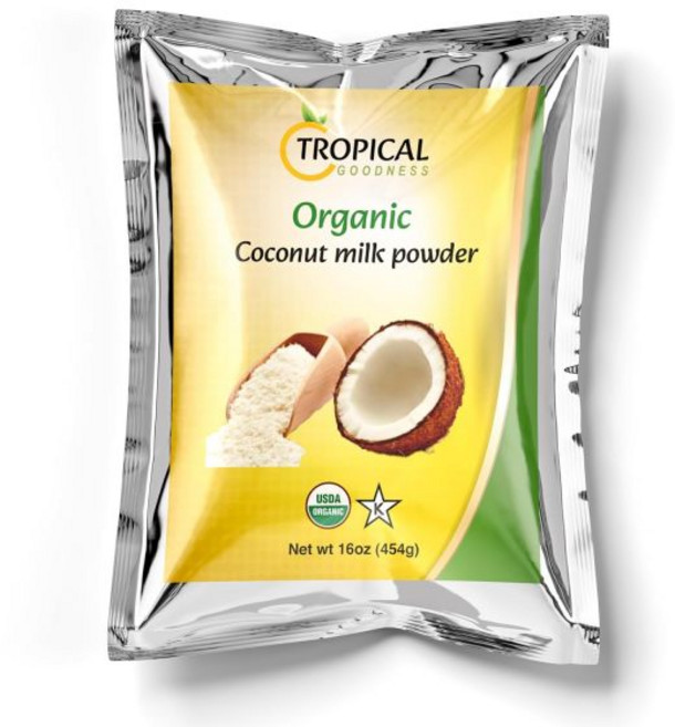 Tropical Goodness 우유 밀크 파우더 가루 분말 트로피컬 굿니스 코코넛 16온스 무가당 및 유제품 무첨가 크리머 커피 스무디 요리용 비건 구아 검 없음 MCT 오일