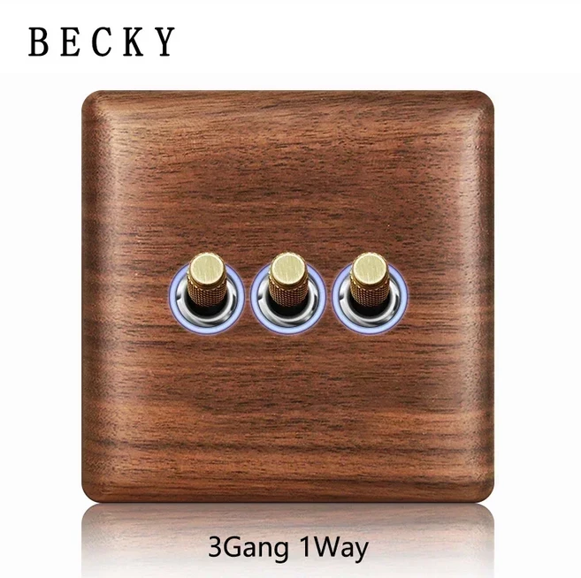 레트로 스위치 소켓 원목 작업 구동 암 패널 스타일 EU 영국 1 갱 2 듀얼 컨트롤 벽, 01 빠른  Mainland, 14 3Gang1Way