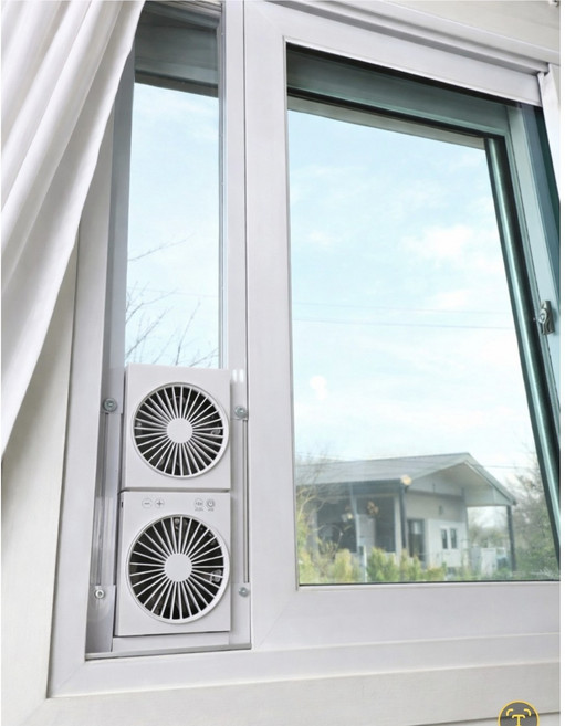 길이조절 창문 환풍기 화장실 욕실 주방 부엌 창문형 창틀 무타공 설치 프레임형, 고객직접설치, 1호 듀얼팬