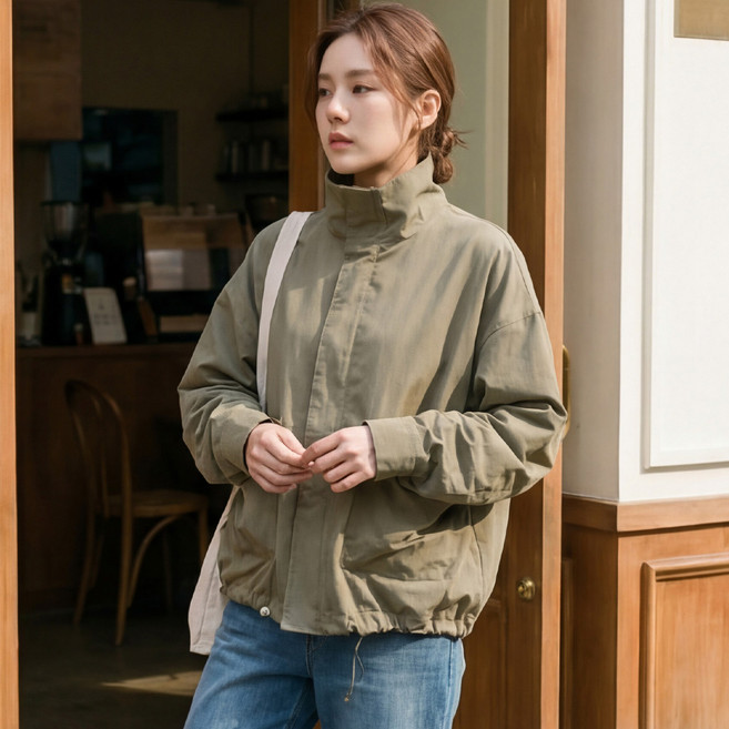 J162-8 노즈코 빅사이즈 여성 간절기용 집업 야상 숏점퍼