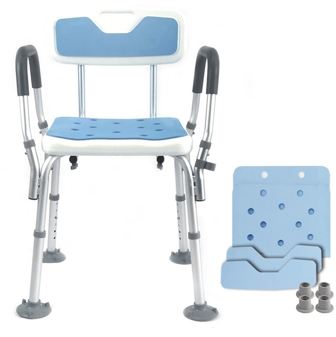 목욕의자 튼튼한 노인용 샤워의자 시트 고무발굽 샤워기 홀더 추가구성 세트 실구매가, 화이트