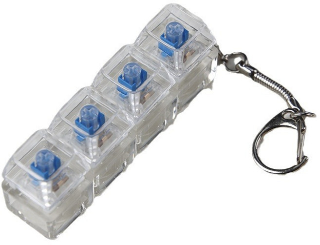 LED 키캡 키링 기계식 스위치 키체인 액세서리, 1개, 화이트 4구