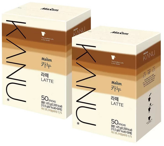 맥심 카누 라떼, 13.5g, 50개입, 2개