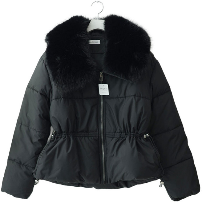 메리앤유 페이크 퍼 카라 허리 스트링 하프 패딩 점퍼 겨울 아우터