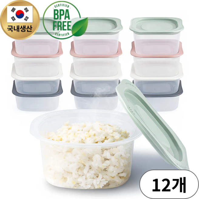 뚝땁 냉동밥 보관용기 전자렌지용 밥용기, 300ml, 12개