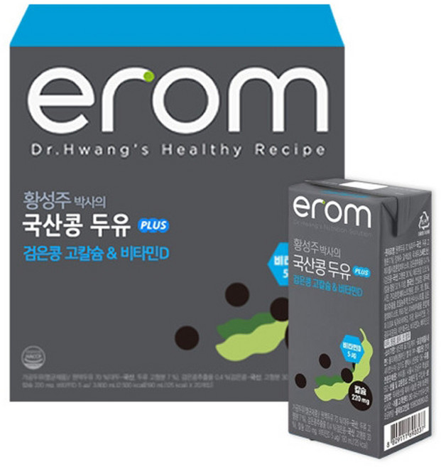 황성주 국산콩 두유 검은콩 고칼슘 & 비타민D, 64개, 190ml