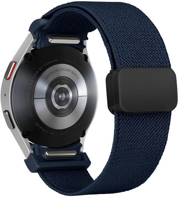 Fegwilde 갤럭시워치 호환 스포츠 마그네틱 나일론 스트랩 워치7/6/6클래식/5/5골프/4/4클래식 40mm 44mm 45mm 43mm 47mm 42mm 46mm, 네이비 블루