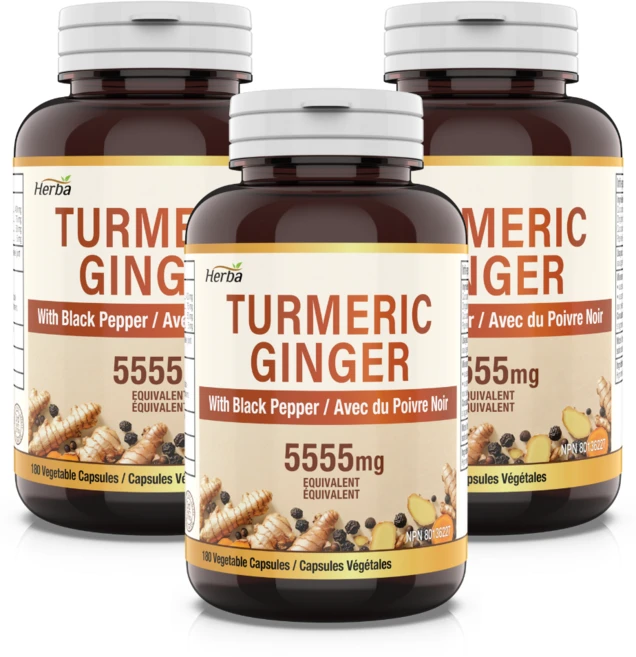 투메릭 강황 생강 피퍼린 5555mg 180베지 캡슐 커큐민 커큐미노이드 95% 진저롤 5% 허바 캐나다, 3개, 180정 - 쿠팡
