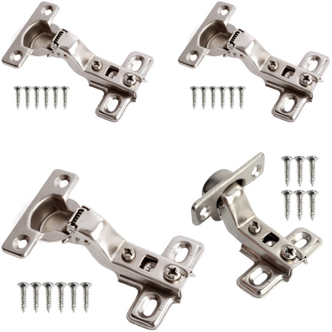 철물바다 국산 92도 인도어 경첩 싱크대 욕실장 장식장 수납장 욕실 90도 미니 가구 정첩, 4개, 실버
