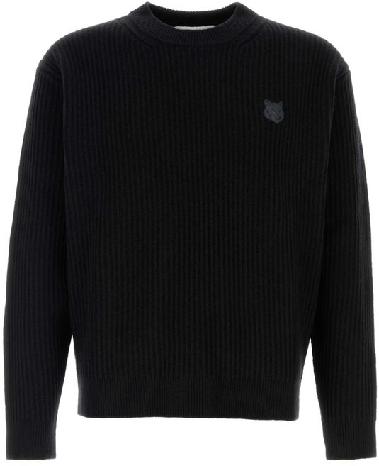 메종키츠네 폭스 패치 골지 울 스웨터