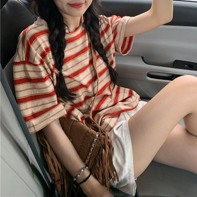 아이엠몽 여성 스트라이프 루츠 티셔츠