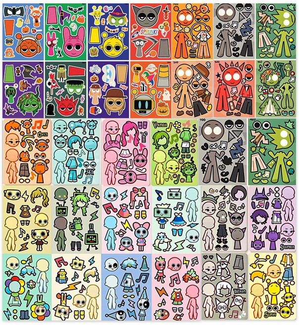 스프런키 Sprunki 댄디의 세계 dandy's world 코디 스티커 4종 s0422, 4개