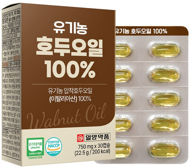 일양약품 유기농 호두오일100% 750mg x 30캡슐, 1개, 30회분