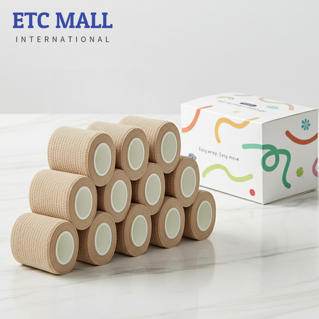 이티씨몰 자가점착 밴드 5cm 압박붕대 10+2 베이지, 1개