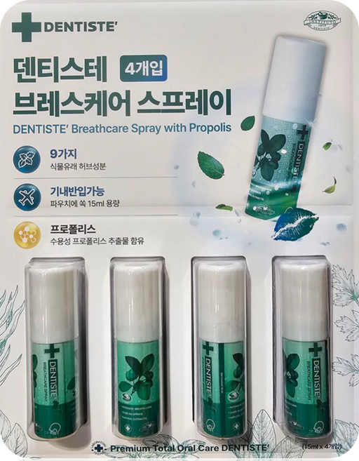 덴티스테 브레스 구강스프레이 4입 + 매직블럭, 1세트, 60ml