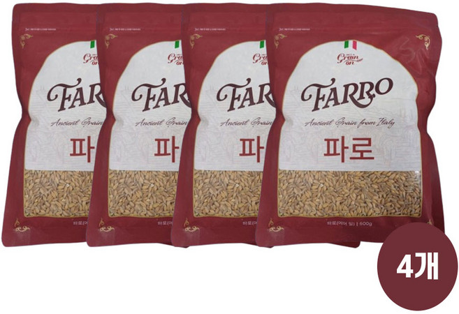 그레인온 파로 밀, [그레인온] 파로 (엠머) 밀, 500g, 4개, 500g, 4개