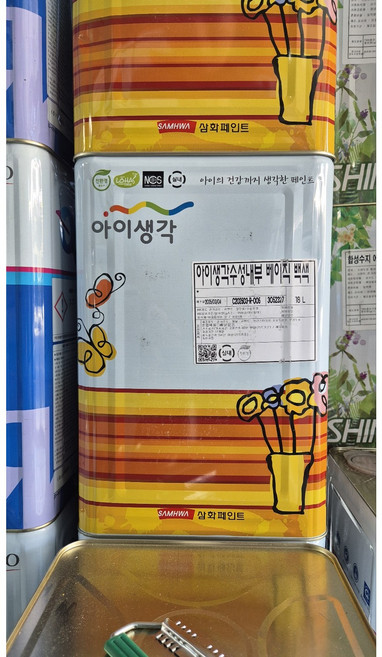 삼화페인트 아이생각 수성 내부 베이직 백색 18L 수성페인트 내부용, 조광 하우스텍스외부 수성 백색 18L, 1개