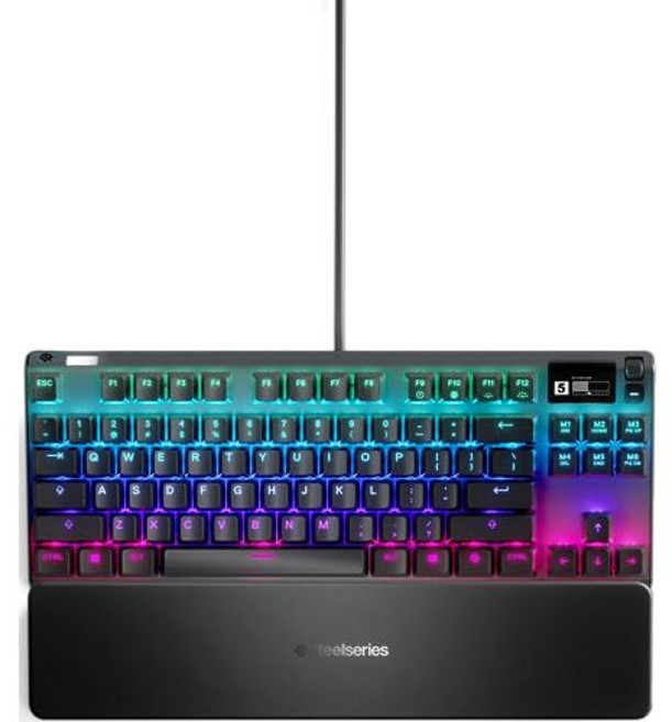 SteelSeries 64734 게이밍 키보드 유선 숫자 키패드 없음 US 영어 레이아웃 OmniPoint 스위치 OLED 디스플레이 Rapid Trigger Apex Pro TK, 1세대/유선, 표현이 풍부한