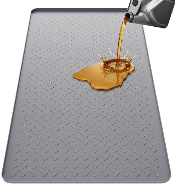 OPSOOPI Oil Spill Mat 51" x 26" Large Silicone Oil Mat for Garage Oil Change Mat with 0.7" Raise, OPSOOPI Oil Spill Mat 51" x 26