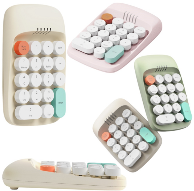 레트로 노트북 블루투스 무선 숫자 키패드 넘버패드 숫자키보드 넘패드, 올리브그린