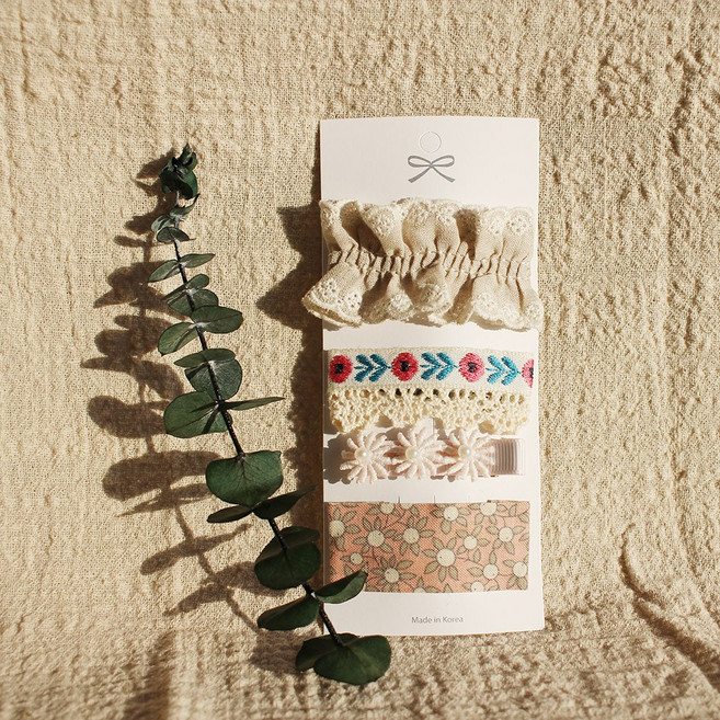 비단길 여아용 로라핑크 집게핀 똑딱핀 4종 세트