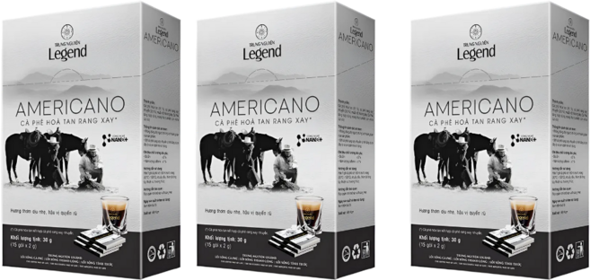 베트남 쭝웬 레전드 아메리카노 블랙 커피, 2g, 3박스, 15개입