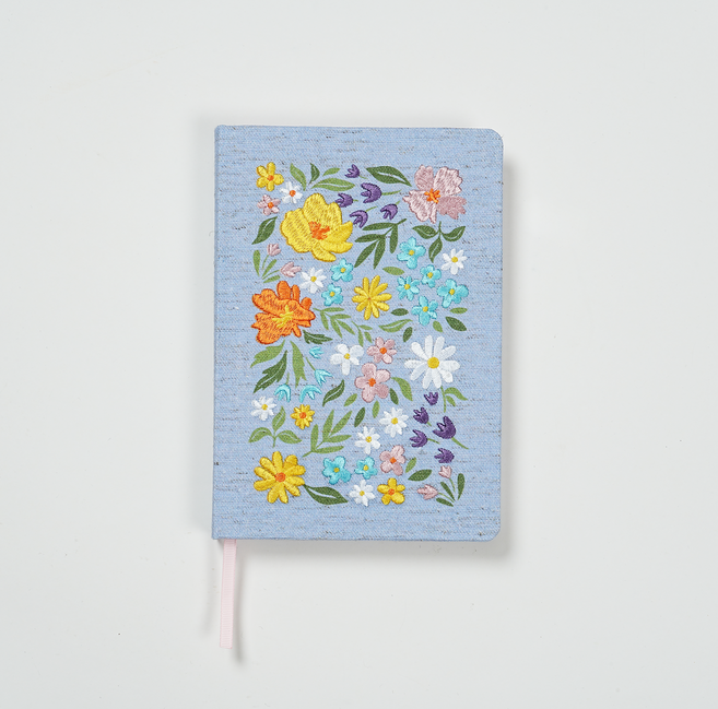 [웍스라이프] 패브릭 저널 자수(Embroidery), 1개, 데이지(Daisies) / 스카이
