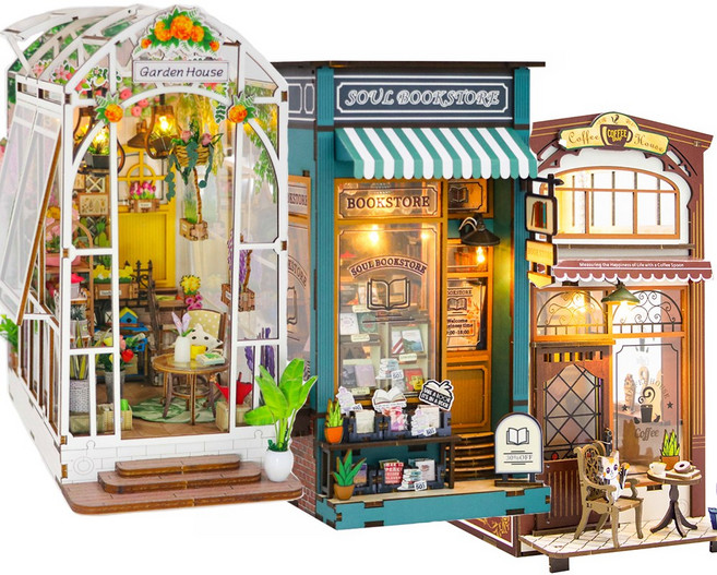 옥탑방어른이 DIY 미니어처 하우스 만들기 북엔드 북눅 3종 한글설명서 제공, 2.북스토어 만들기[한글설명], 1개