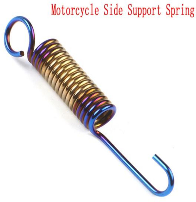 오토바이 범용 스테인레스 스틸 사이드 스탠드 킥 스프링 삼각대 리턴 오프로드 모토 스쿠터, 2) Blue Gold