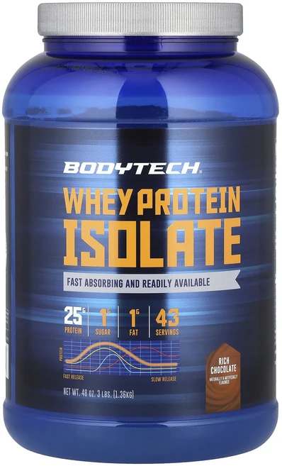 BodyTech 분리 유청 단백질 리치 초콜릿 1.36kg(3lbs), 1개 - 쿠팡