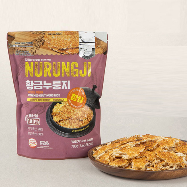 [황금이삭]국산 황금누룽지 찹쌀 황금색으로 오래 구워 더욱 고소한 추억의 찹쌀누룽지, 700g, 1개, 1개, 황금누룽지 찹쌀 1개