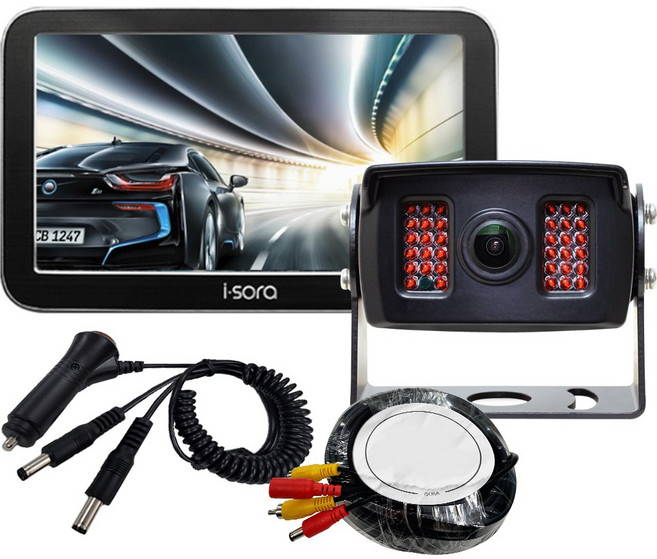 아이소라 시모스 와이드 160만화소 적외선 화물차 특장차 후방카메라 풀세트, 카메라+7인치-메탈블랙, Y시거잭+일체형배선15M