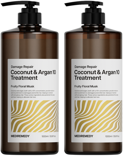 메디레머디 코코넛 앤 아르간 10 극손상 탈모 트리트먼트, 2개, 1L