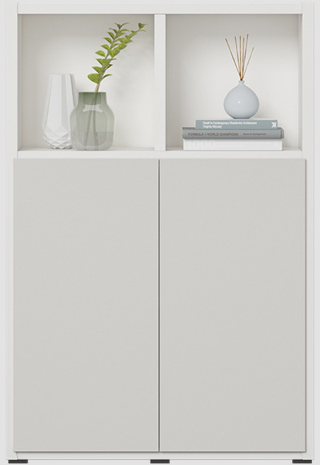 한샘 샘 책장 3단 80cm 수납형 시공(컬러 택1), 라이트메이플_책장/코튼그레이_도어 (E)