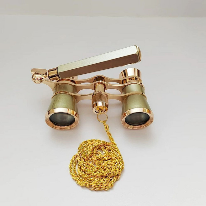 에센바흐 오페라 글라스 44691 흰색/금도금/체인 안경식 44601 독일산 독일, S. 샴페인 컬러 핸들과 골드 도금 체인