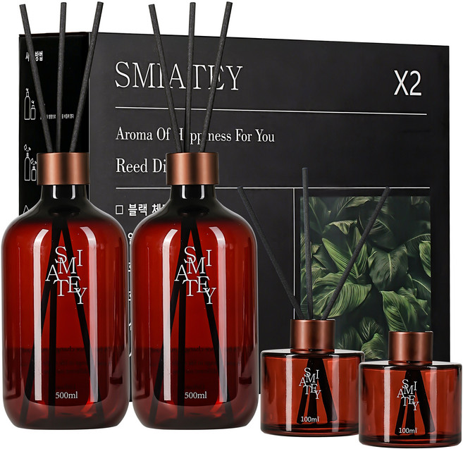 스미어티 디퓨저 대용량 실내 방향제 리필액 선물 세트 집 화장실 방향제 500ml, 화훼 시장, 2개