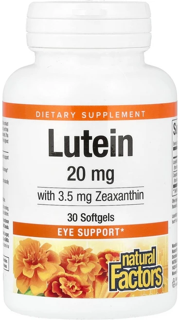 Natural Factors 루테인 20mg 소프트젤 30정 Factors (내추럴 팩터스), 1개 - 쿠팡