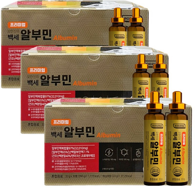 TV방송 프리미엄 오한진 마시는 백세 알부민 (30병) 흡수빠른, 990g, 3개