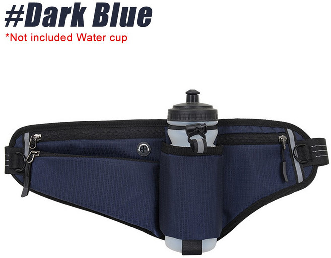 물병 홀더가있는 1PCS 패니 남성 위한 수화 러닝 벨트 조절 가능한 스트랩 허리 가방, DarkBlue 1PCS, 1개